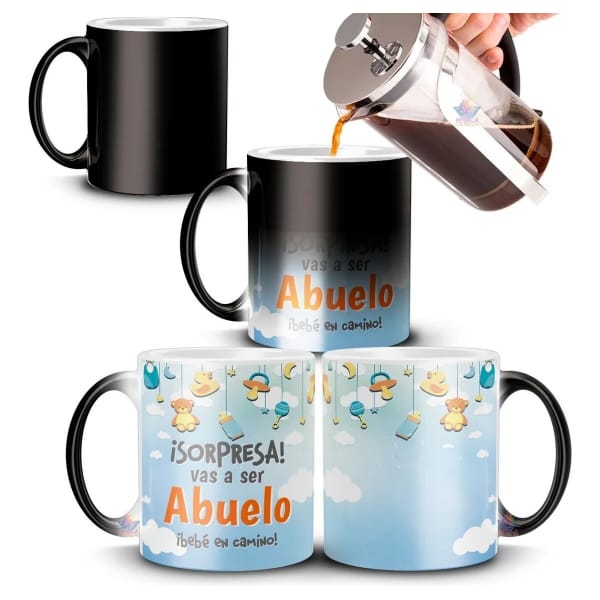 Taza Mágica Sorpresa Regalo Abuelo Abuela Bebé En Camino - Imagen 2